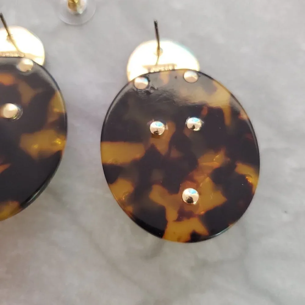 ✨ J.Crew Tortoise Shell Rhinesontes Crystsals Cluster Statement Earrings ✨